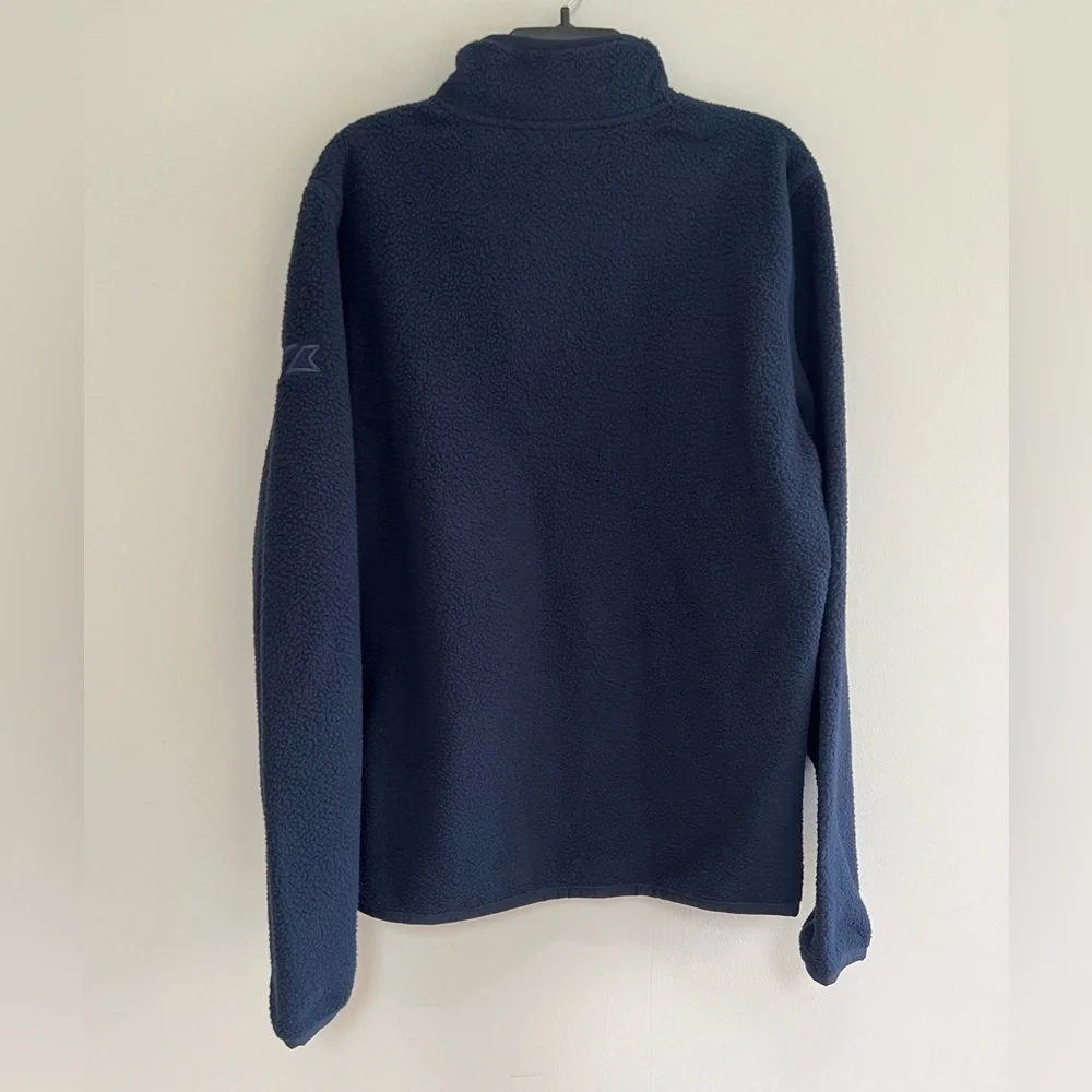 NWT Cutter & Buck Atlanta Braves Cascade Eco Fleece Mens 1/4 Zip Jacket, Blue, S